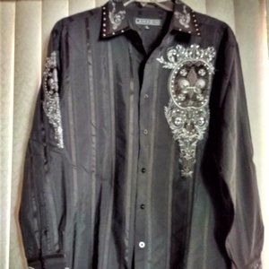 Lamasini Embroidered Rhinestone Button Down